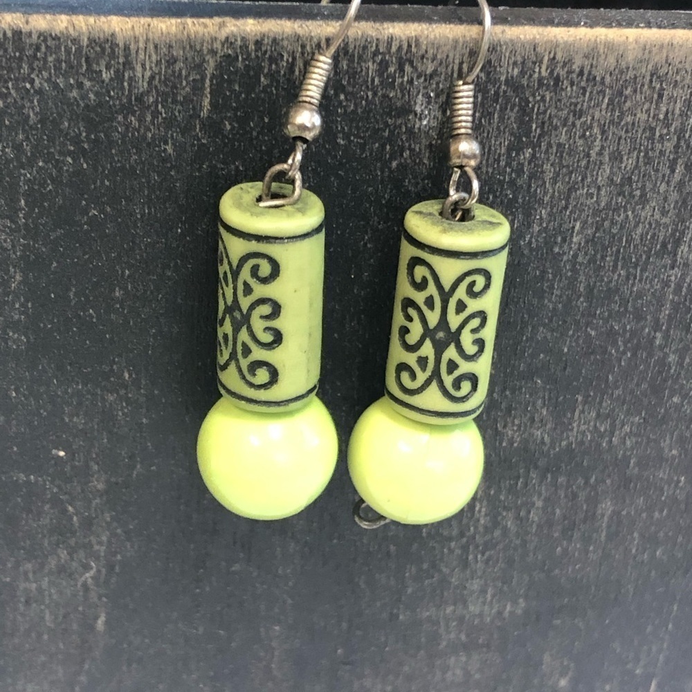 Magic Power Old Tibetan Agate Special Totem Amulet And Dzi Bead Dangle Earrings